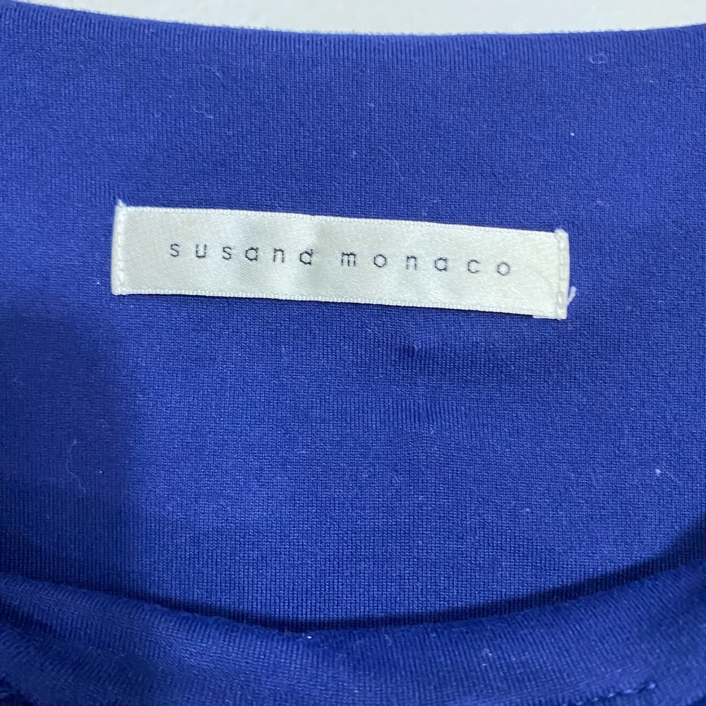 Susana Monaco Blue Long Sleeve Pleated Front Top Size Small - Picture 4 of 6